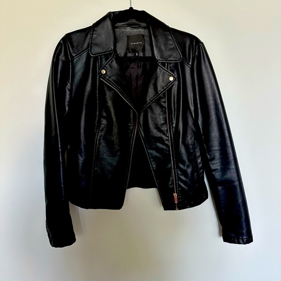 DYNAMIC leather jacket, gold zipper and snaps - Picture 1 of 2